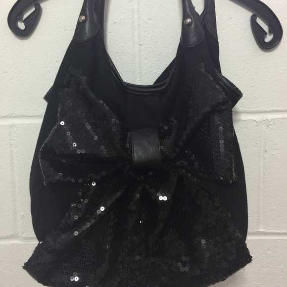 Olsenboye Handbags - Olsenboye Sequin & Bow Black Purse